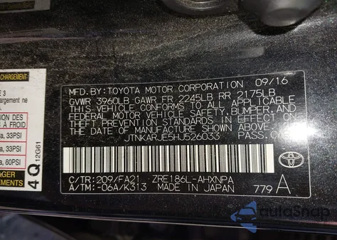 2017 Toyota Corolla Im from USA, damaged, VIN JTNKARJE5HJ526033
